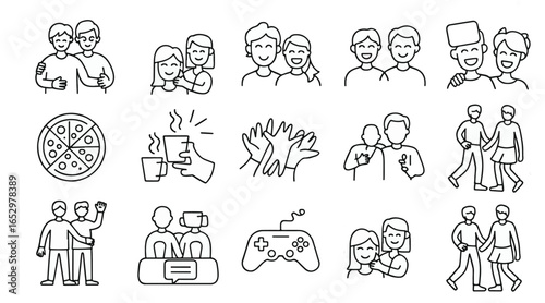 Friendship Illustration – Friends, Togetherness, and Social Connection Vector Art