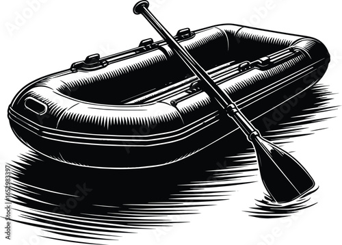 Inflatable paddle lifeboat vector illustration isolated on a white background