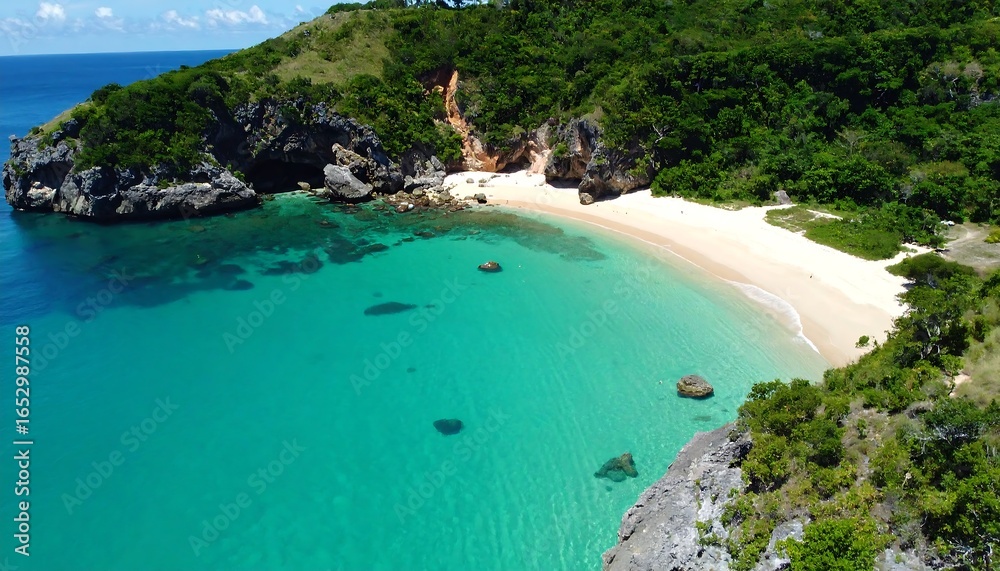 Fototapeta premium Tropical beach cove from above