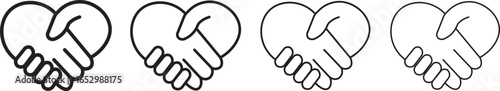 Handshake vector illustration, Abstract set with red and black handshake heart vector icons. Sign friendship or partnership icons. Peace and love symbol