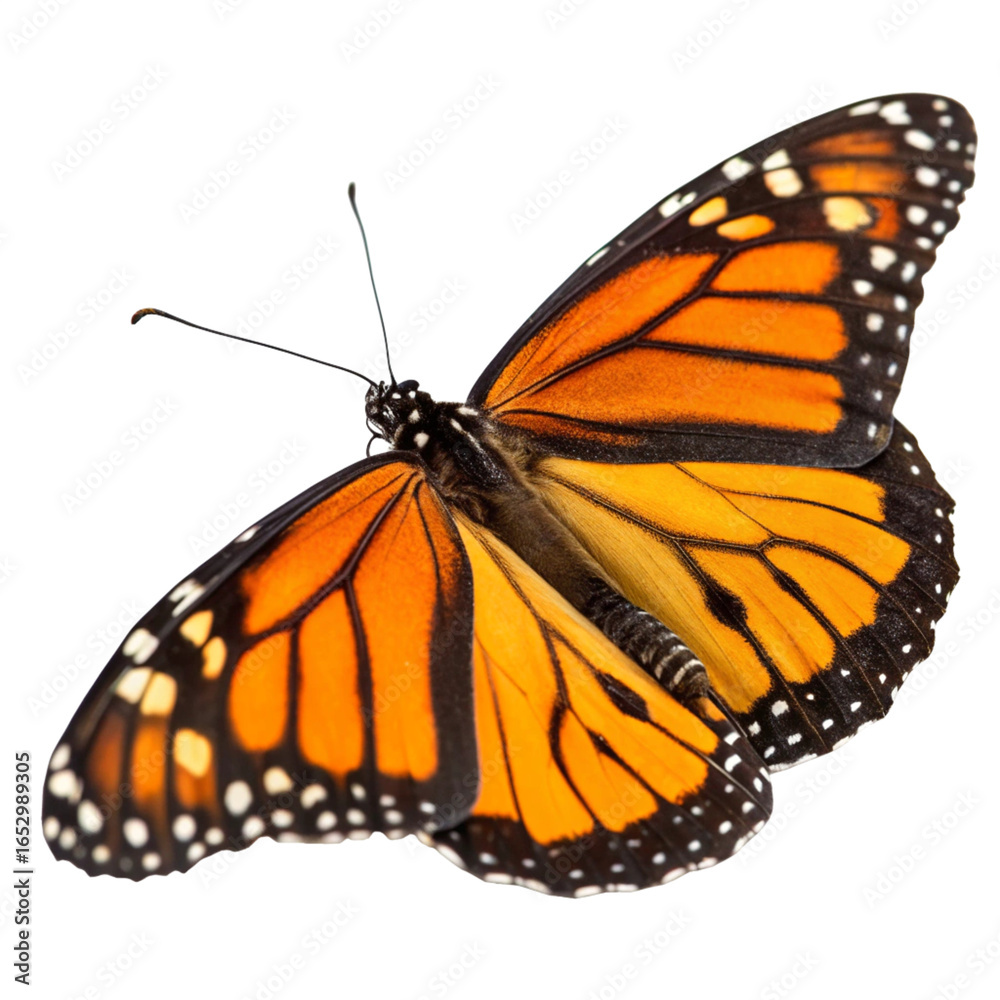 Fototapeta premium Vibrant Orange and Black Butterfly Isolated for Design Use