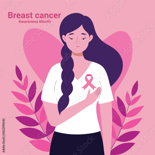 Breast Cancer Awareness Campaign Design – Pink Ribbon Icon for Hope, Strength, and Women’s Health Protection