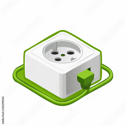 Icône de prise électrique verte en design minimaliste