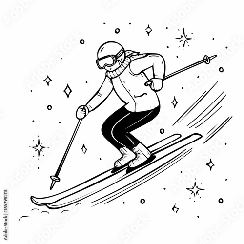Sujet dynamique d’un sportif en hiver