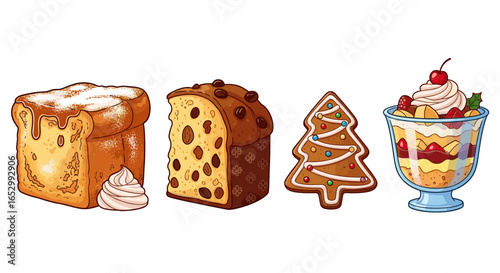 Festive Holiday Desserts: A Delicious Cartoon Collection for Celebrations