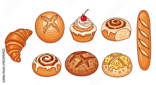Delicious Assortment of Baked Goods, Ideal for a Bakery Concept
