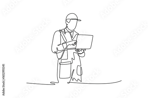 corn agriculture. male farmer works on a laptop in a field with green corn sprouts