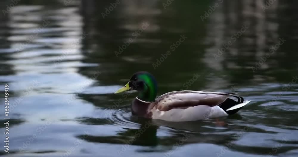Mallard Duck Gracefully Gliding on Serene Water Mallard Duck Gracefully Gliding on Serene Water