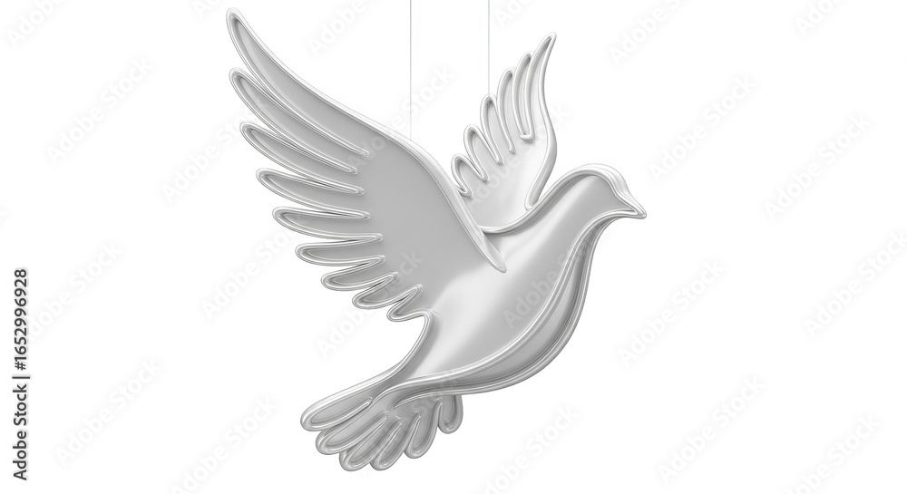 Fototapeta premium Silver Dove Of Peace Ornament 3d Render