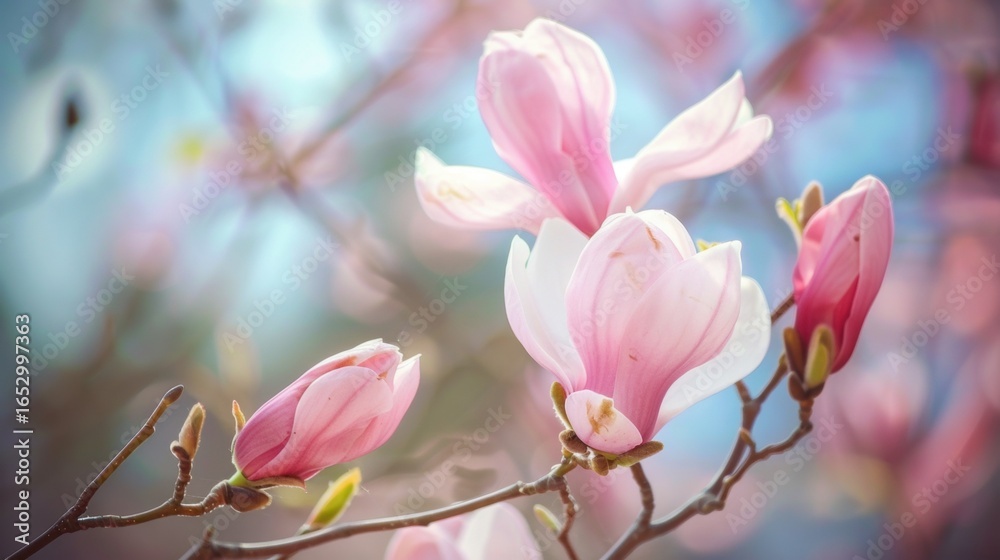 Fototapeta premium Magnolia White Flowers in Courtyard Planting: Cultivating Timeless Beauty with Blossoming White Magnolias – A Guide to Landscaping, Care, and Seasonal Blooms for Serene Outdoor Spaces