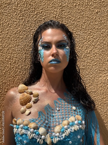  model,makeup,mermaid,shells,beauty