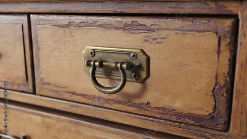 Wooden drawer knob, rustic detail close‑up