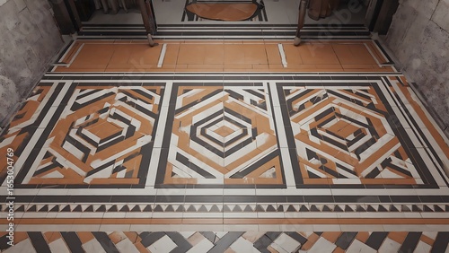 Wooden tile pattern, geometric texture close‑up
