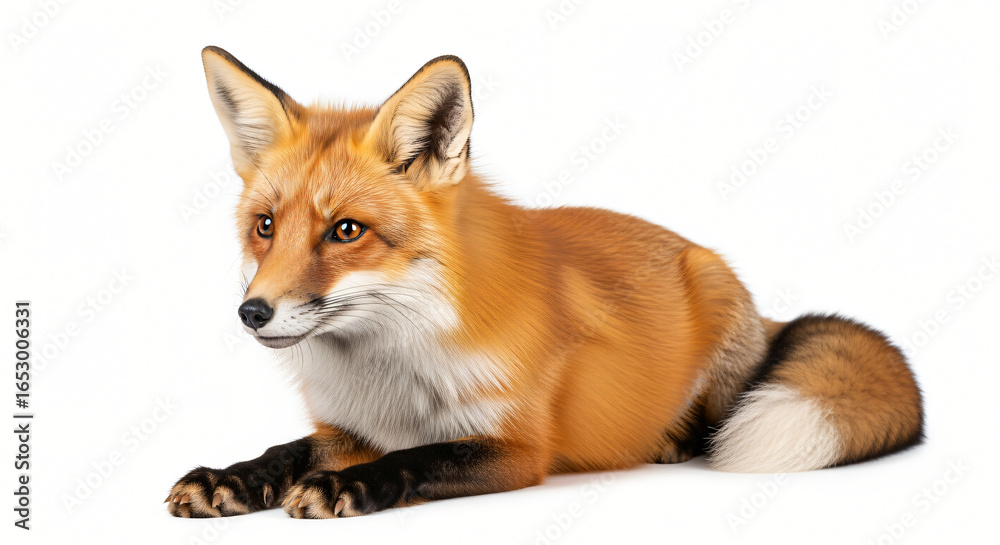 Obraz premium Red Fox Portrait: Isolated on White, Elegant Wildlife