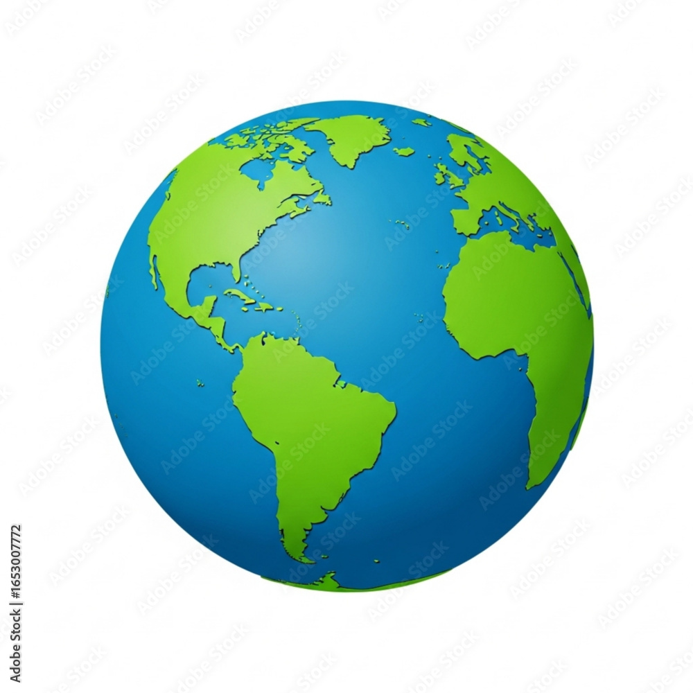 Fototapeta premium Earth globe with continents isolated on white background