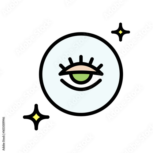 Half Closed Asleep Eye Color Icon. Vector sign for web design isolated on white background.