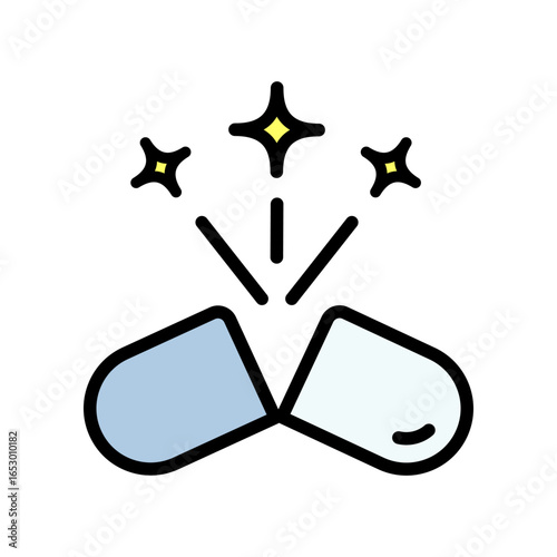 Sleeping Pills Color Icon. Sleep Aid Medication. Nighttime Rest And Relaxation. Insomnia Relief Line Symbol. Isolated Vector Illustration, isolated on white background.