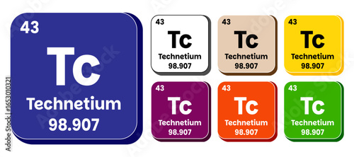 Tc, Technetium element vector icon set, periodic table element. Vector illustration EPS 10 File. Isolated on white background.