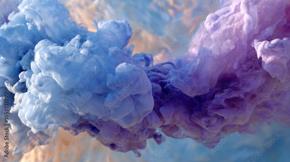 Fototapeta premium Colorful Paint Clouds: A dynamic display of vibrant paint clouds swirls and mingles, creating a stunning visual spectacle.