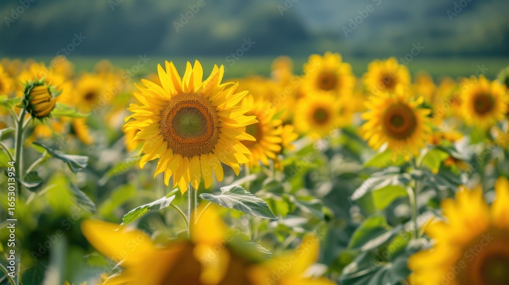 Fototapeta premium Sunflowers in Summer: Bright Blooms Under the Sun