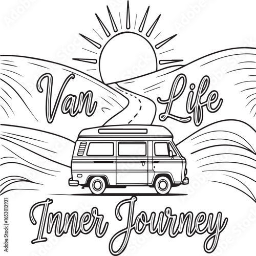Journey Through Life – Vanlife Camper Road Illustration