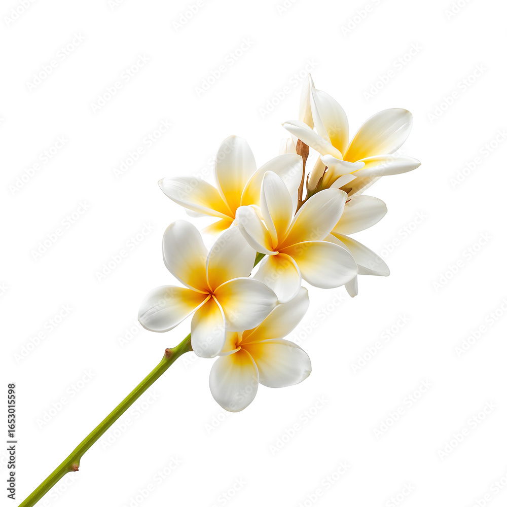 Naklejka premium Elegant frangipani blossoms showcasing delicate beauty and refined floral aesthetics enhanced with