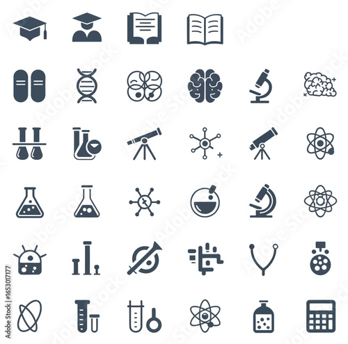 various types of science related objects silhouette vector art.eps