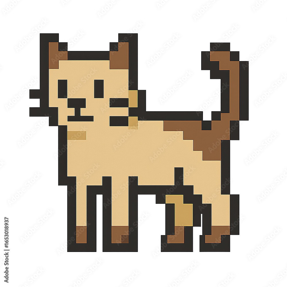 Obraz premium 8-Bit Pixel Cat on Transparent Background