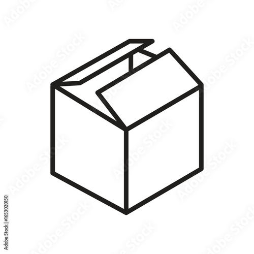 Open Box Icon. Simple Thin Line Vector Icon.