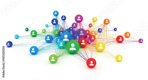 Digital network of connected people and social interaction 