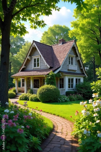 Wallpaper Mural Charming Summer House Escape Lush Greenery, Warm Sunlight, Peaceful Family Vacation Torontodigital.ca