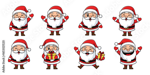 Set of funny Santa Claus celebrating Christma vector ilustration