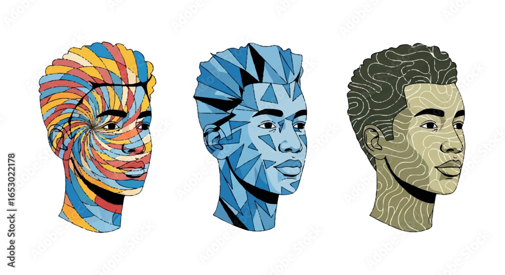 Naklejka premium Abstract portrait of the man in different styles