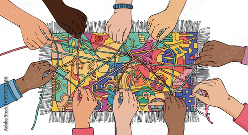 Hands interlaced, symbolizing collaboration, togetherness and community
