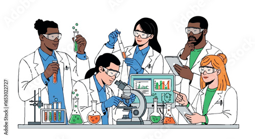 Scientists conducting research experiments in a lab
