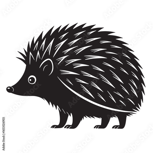 black hedgehog Silhouette Vector, High Quality Illustration on White Background