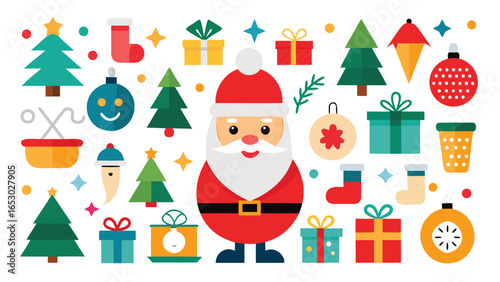 Festive Christmas Icons and Holiday Elements for Seasonal Designs and Decorations