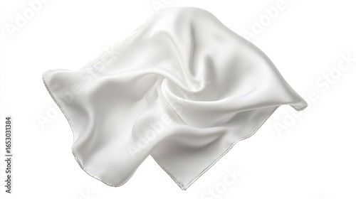 White flying handkerchief isolated on a white background,