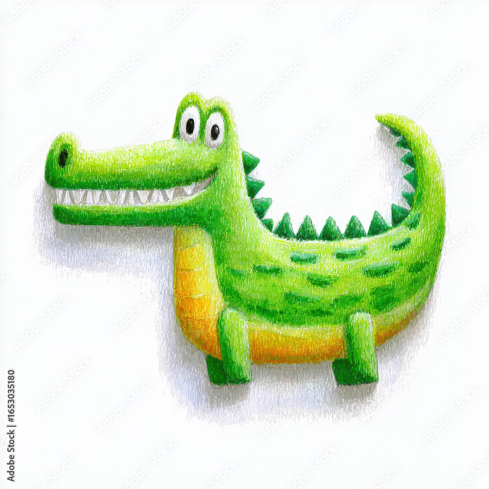 Fototapeta premium Crocodile icon with a green textured design and a wide smile, ideal for playful graphic applications.