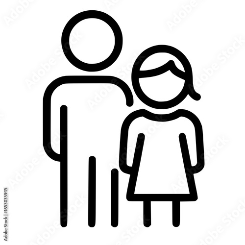 Isolated Abstract Line Icon of Two People Standing
