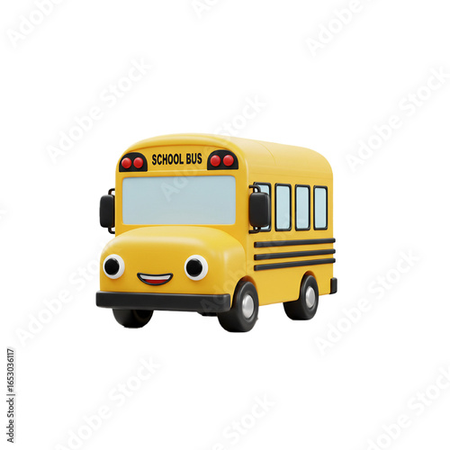 School bus 3d icon isolated on white background