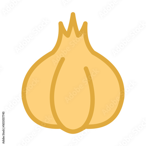 Whole garlic bulb illustration. Natural spice and seasoning icon for kitchen, recipes and farm produce.