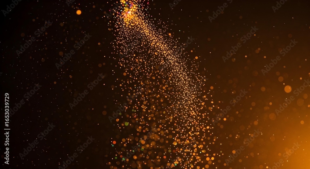 Obraz premium Close-up of shimmering particles floating in the air against a dark backdrop