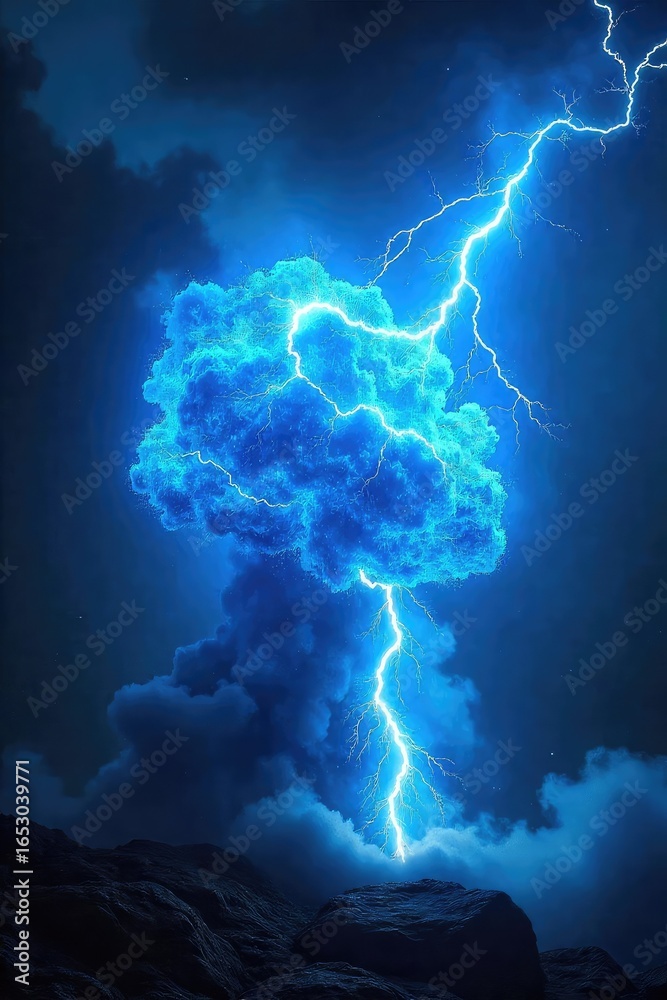 Fototapeta premium Electric Blue Energy Surge Vibrant Power Exploding Outwards, Symbolizing Courage, Innovation, and Limitless Potential