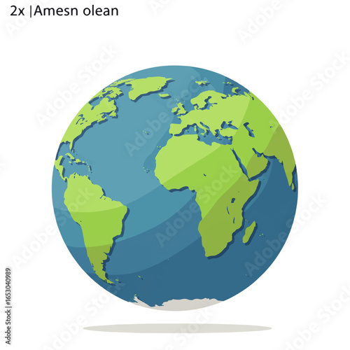 Stylized, flat design illustration of the Earth, showing continents and oceans.
