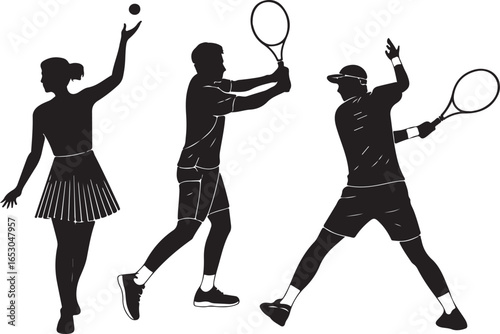 Tennis Player Silhouette Vector – Sports Design Collection

Tennis Racket and Ball Vector Bundle – Athlete Action Silhouettes

Tennis Silhouette Vector Set – Sport Icon and Logo Design