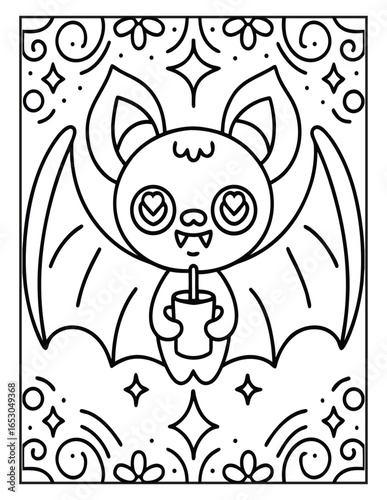 Halloween Spooky Coloring Page for Kids and Adults | Creepy and Fun Halloween Illustration