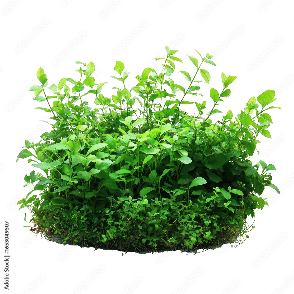 Fototapeta premium A lush green plant with numerous leaves and stems, set against a transparent background