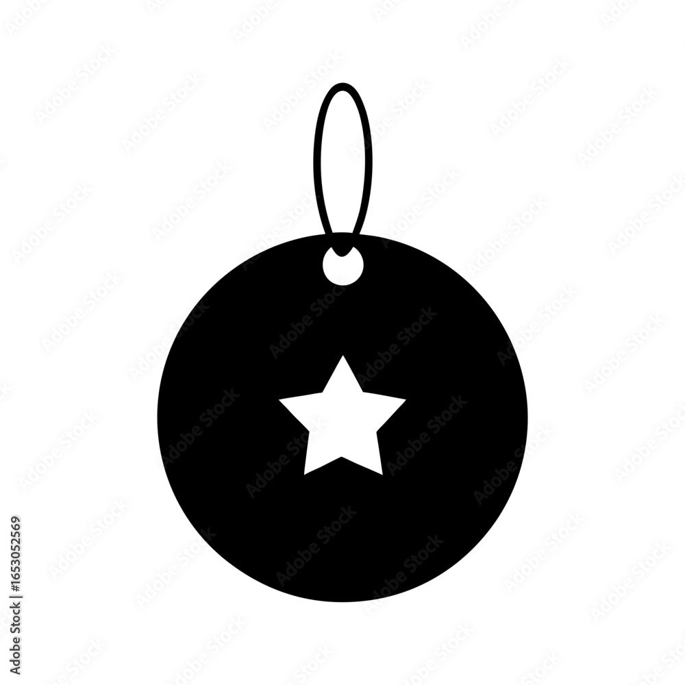 Obraz premium Hanging circular tag with star accent vector illustration with white background sale and offer label