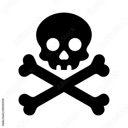 Minimal skull and crossbones silhouette vector illustration with white background Halloween pirate icon